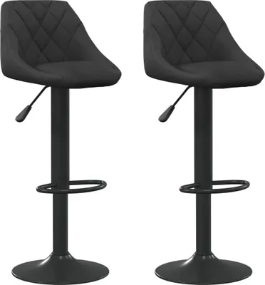 Image de vidaXL Tabouret de bar 2 pcs. noir velours