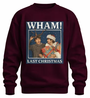 Obrázok produktu pre WHAM! LAST CHRISTMAS 80s Christmas Retro Popband Gift Uni mikina, bordová, XL