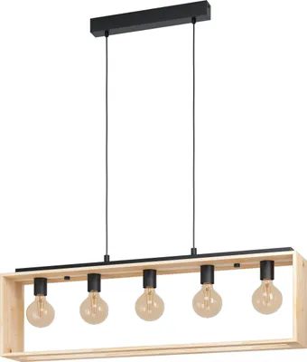 Image de Eglo 43414 FAMBOROUGH E27 Suspension à 5 lumières 1000x160mm Noir Naturel