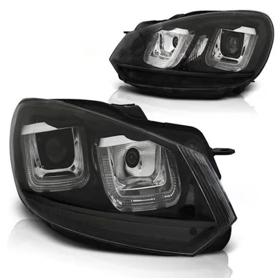 Obrázok produktu pre LED svetlomety U-Tube s dennými svetlami, vhodné pre VW Golf 6, rok výroby 2008–2013, čierna edícia