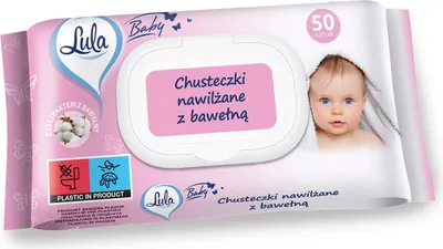 Image de Lingettes humides en coton pour enfants, 50 pièces