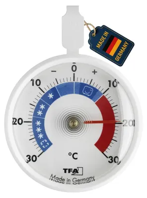Kühlschrankthermometer analog, Kunststoff, weiß, -30 bis +30 °C