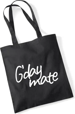 Produktbild von Huuraa Jutebeutel G`day mate Spruch 10 Liter Black Baumwolle Tasche Geschenkidee