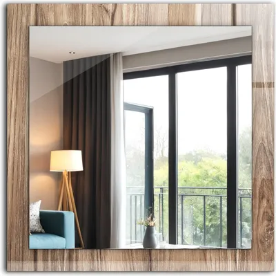 Produktbild von Bedruckter Spiegel - Wandspiegel - Dekorativer - Modern - 60x60 cm - Holzdielenboden