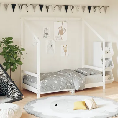 Produktbild von "WINTER SALE"Kinderbett - elegantes Design - Einzelbett, Jugendbett - Weiß 80x160cm Massivholz Kiefer Promotion165586 - Kinderbetten