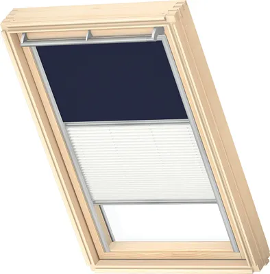 Produktbild von VELUX Original Dachfenster Duo Verdunkelungsrollo für MK08, Dunkelblau, mit grauer Führungsschiene