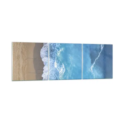 Produktbild von Bilder auf glas - 3 Teile - Strand Rand Meer - 90x30cm - Glasbilder - Wandbilder - Bilder - zum Aufhängen bereit - Wanddekoration aus Glas - Glas Bilder - Wandbild auf Glas - GCA90x30-5118