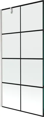 Produktbild von Mexen Next Badewannenabtrennung 1-flügelig 90 x 150 cm, schwarzes Muster, gebürsteter Nickel - 895-090-000-00-77-97