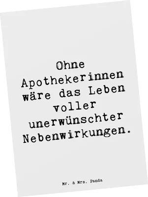 Produktbild von Mr. & Mrs. Panda Grußkarte Spruch Apothekerin Nebenwirkung - Weiß - Geschenk, Postkarten, Postkarte, Fotokarte, Heilberuf, Kundenberatung, Berufe, Beratung, Berufsliebe