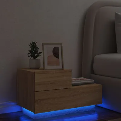 Immagine prodotto di Maison Exclusive - Comodino con luci LED in rovere Sonoma 70x36x40,5 cm