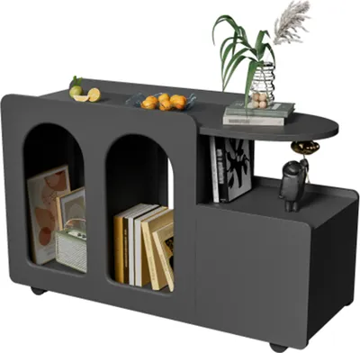 Produktbild von Multifunktionaler Beistellschrank mit Rollen, vielseitiger Aufbewahrungswagen für Wohnzimmer, Esszimmer und Schlafzimmer,schlichtes Design mit abgerun
