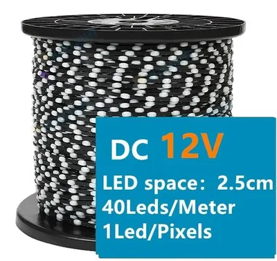 Obrázek produktu pro LED pásky, adresovatelné RGBIC, vodotěsné, rozteč 2,5 cm, černé, 25 metrů, 12 V, 3 piny