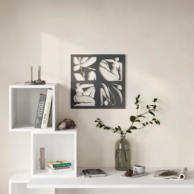 Zdjęcie produktu dla Dekoracyjna ścianowa płyta metalowa Decortie Aitus, czarna, 45 x 2 x 45 cm