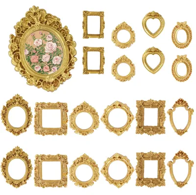 20 Mini-Fotorahmen, gold, Vintage, aus Kunstharz