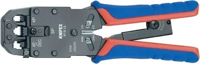 A close-up, top-down view of a crimping tool.