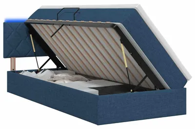 Produktbild von vidaXL LED-Speicherbett mit Matratze Blau 100 x 200 cm Stoff