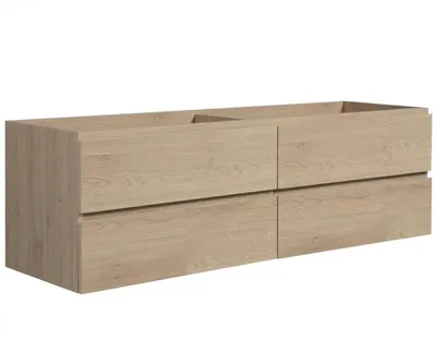 Produktbild von Badplaats Waschbeckenunterschrank Angela 160 x 48 cm – Kastanien Eiche – Hängender Waschtischunterschrank mit Schubladen