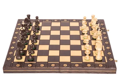 Produktbild von Schwarz Holzschachset SENATOR Elegant Holz Schachspiel mit Figuren 41×41cm