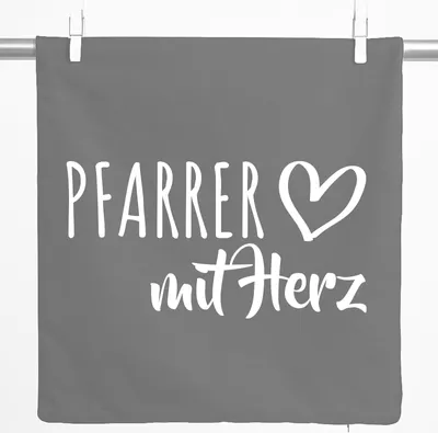 Produktbild von Huuraa Kissenbezug Pfarrer mit Herz 40x40cm Steel Grey Baumwolle Dekokissenbezug Geschenkidee