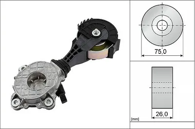 Produktbild von INA 534 0426 10 Spannarm Keilrippenriemen Ø75mm für MINI Schrägheck (R56) passend für PEUGEOT 207 (WA, WC) 207 CC (WD) 208 I Schrägheck (CA, CC)