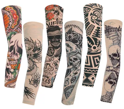 Produktbild von Tattoo Ärmel 6 Stück Uni Nylon Temporäre Tattoos Armstrumpf für Karneval Fasching Party