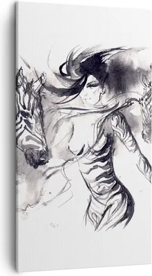 Produktbild von Bild auf Leinwand - Leinwandbild - Zebras Bewegung Eleganz weiblich - 45x80cm - Wand Bild - Wanddeko - Leinwanddruck - Bilder - Kunstdruck - Wanddekoration - Leinwand bilder - Wandkunst - PA45x80-3013