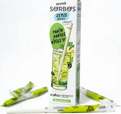 Immagine prodotto di Cannucce di frutta commestibili SORBOS - lime (16 pezzi)