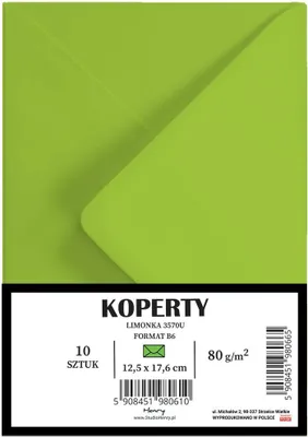 Zdjęcie produktu dla Koperty B6 limonka 10szt