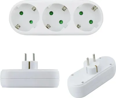 Produktbild von 3X 3-Fach EU Steckdosenadapter,3-fach Rund Mehrfachstecker Mehrfachsteckdose Verteiler Steckdosen