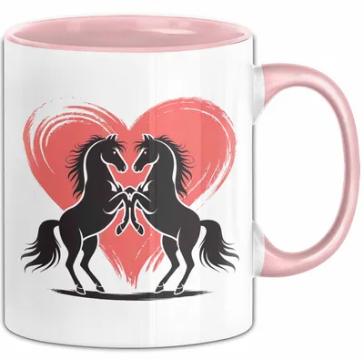 Produktbild von Pferd Tier Herz Tasse Geschenk Lustige Geschenkidee Spruch (Rosa)
