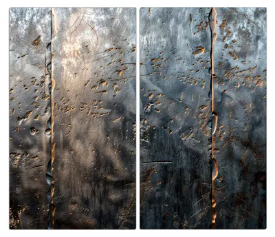 Produktbild von Spritzschutz Herdabdeckplatte Schneidebrett aus Glas Metalltextur 2-Teilig (60x52cm)