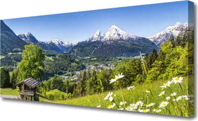 Produktbild von Tulup Leinwand-Bilder 125x50 Wandbild Canvas Kunstdruck Gebirge Felder Natur