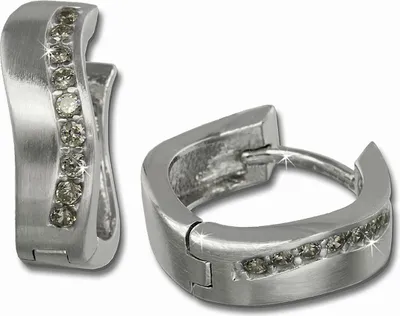 Produktbild von SilberDream Creolen Damen 925 Silber weiß Welle Zirkonia Ohrringe 15mm SDO339W