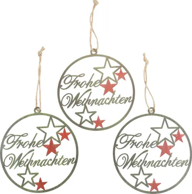 Produktbild von Metallanhänger Weihnachten mit Schriftzug und Sternen, 3 Stück