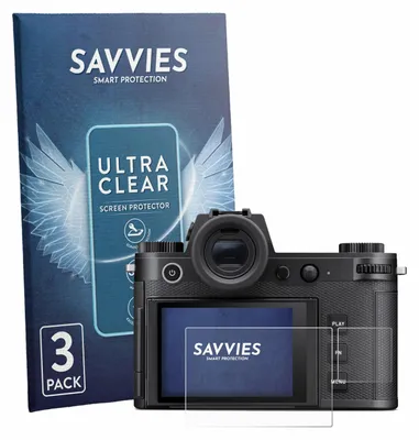 Produktbild von 6x Für Leica SL3-P (Display + Schulterdisplay) Schutzfolie Savvies Displayschutz Display Schutz Folie Klar Transparent