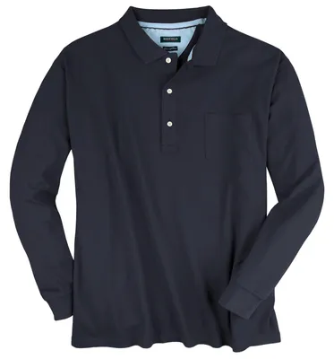 Produktbild von Redfield Langarm-Poloshirt dunkelblau Übergröße