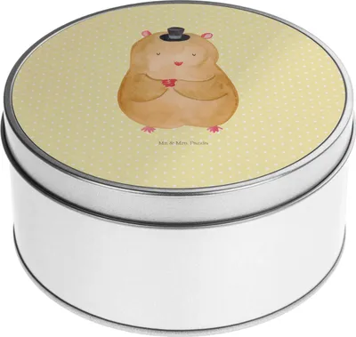 Produktbild von Mr. & Mrs. Panda Erinnerungsbox Hamster Hut - Gelb Pastell - Geschenk, metalldosen, Gute Laune, Zylinder, keksdosen, Metalldose Rund, Zauberer, Aufbewahrungsdosen, Magier