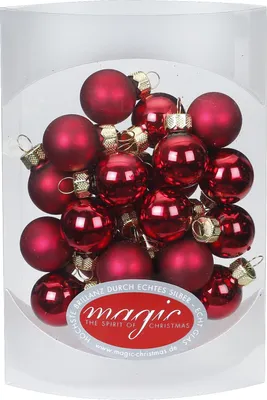 Produktbild von Weihnachtskugeln Glas 2cm, 25 Stück, Farbe:bordeaux - ochsenblut glanz / matt