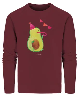 Produktbild von Mr. & Mrs. Panda Baumwoll Pullover Avocado Party Zeit Größe XS - Burgundy - Geschenk, Genießen, Geburtstag, Sweater, Happy Birthday, Sweatshirt, Bio, Glücklich, Pulli