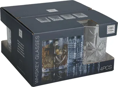 Produktbild von Set mit 4 Whiskygläsern von Excellent Houseware, Glas, 8,2 x 9,2 cm, 310 ml, transparent