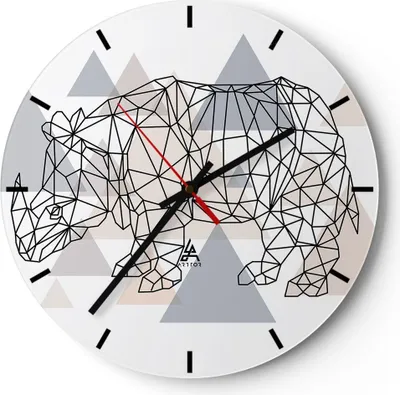 Produktbild von Wanduhr - Rund - Glasuhr - Tier Abstraktion - 40x40cm - Schleichendes Uhrwerk - Lautlos - zum Aufhängen bereit - Dekoration Modern - Wanddekoration aus Glas - C3AR40x40-4060