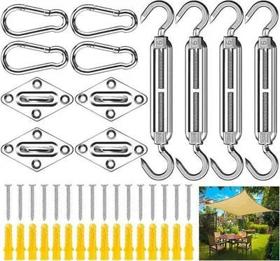 Image de Kit de montage pour toile d'ombrage, 44 pièces, acier inoxydable 304, pour le jardin