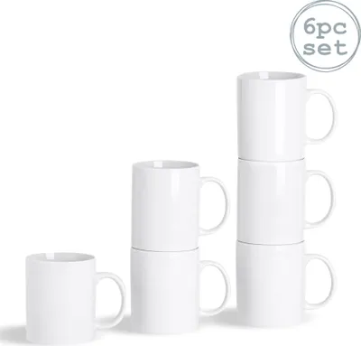 Produktbild von Weiße Tee Tassen Kaffee Becher - 285 ml - 6er Set