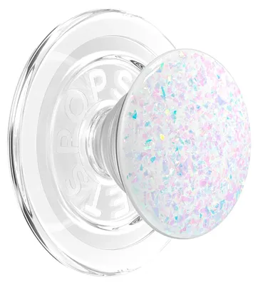 Zdjęcie produktu dla PopSockets, uchwyt do smartfona PopGrip MagSafe z brokatowym wykończeniem, biały