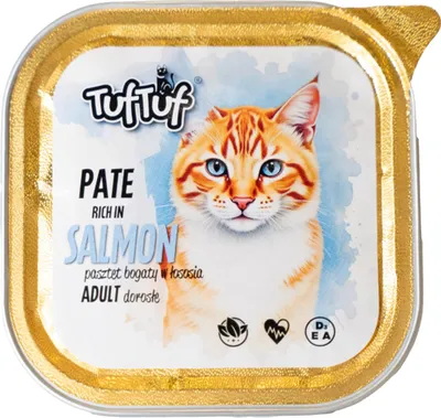 Produktbild von Tuftuf | Nassfutter für Katzen - Lachs - 100g - Vollwertige Katzennahrung - Hoher Fleischanteil