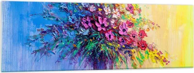 Produktbild von Bilder auf glas - Blumen Vase - 160x50cm - Glasbilder - Wandbilder - Bilder - Kunstdruck - zum Aufhängen bereit - Wanddekoration aus Glas - Glas Bilder - Wandbild auf Glas - Einteilig - GAB160x50-4117