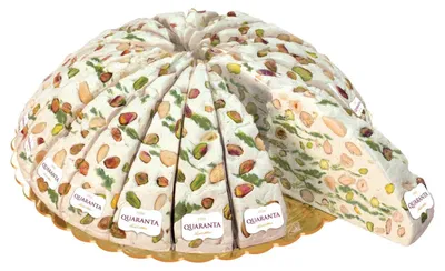 Produktbild von Quaranta Nougat Pistache 165g – Cremiger Nougat mit knackigen Pistazienstücken