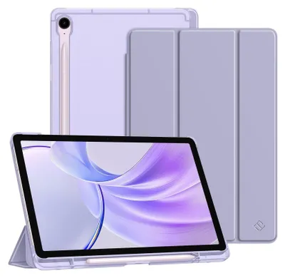 Produktbild von Fintie Hülle für Samsung Galaxy Tab S10 Lite/S10 FE/S9 FE 10.9" & S9 11" Tablet mit Stifthalter, Ultradünn Schutzhülle mit Translucent Rückseite Cover und Auto Schlaf/Wach Funktion, Pastellviolett