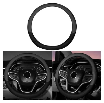 Immagine prodotto di Copertura per volante auto, in microfibra, effetto pelle, sportiva, antiscivolo, universale, 38 cm, colore nero