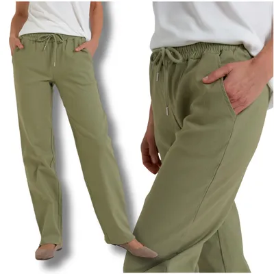 Produktbild von Moraj Damen Hose gerade geschnitten, elastisch, mit Bindeband – Hellgrün, Größe S/M